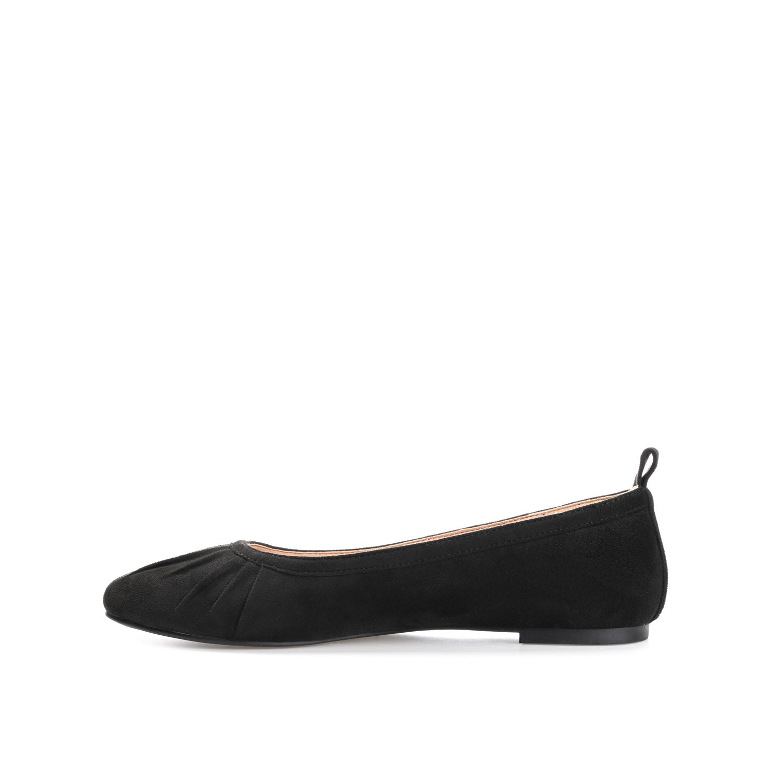 TANNYA RUCHED BALLET FLATS IN FAUX SUEDE - Black
