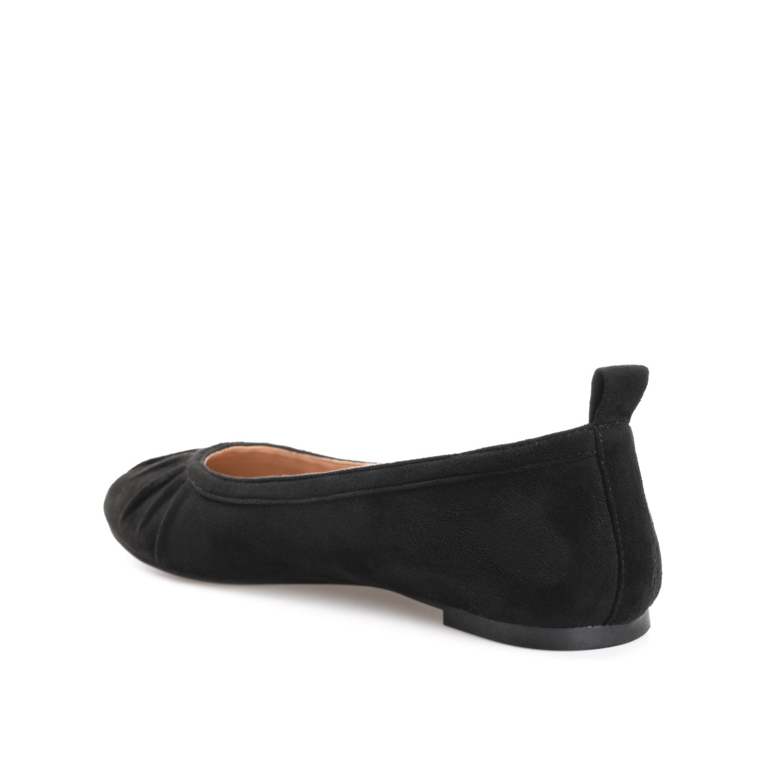 TANNYA RUCHED BALLET FLATS IN FAUX SUEDE - Black