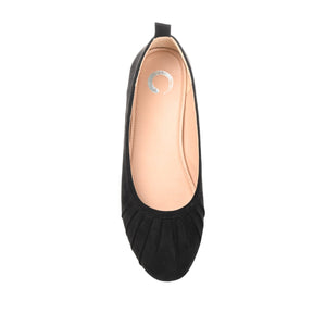 TANNYA RUCHED BALLET FLATS IN FAUX SUEDE - Black