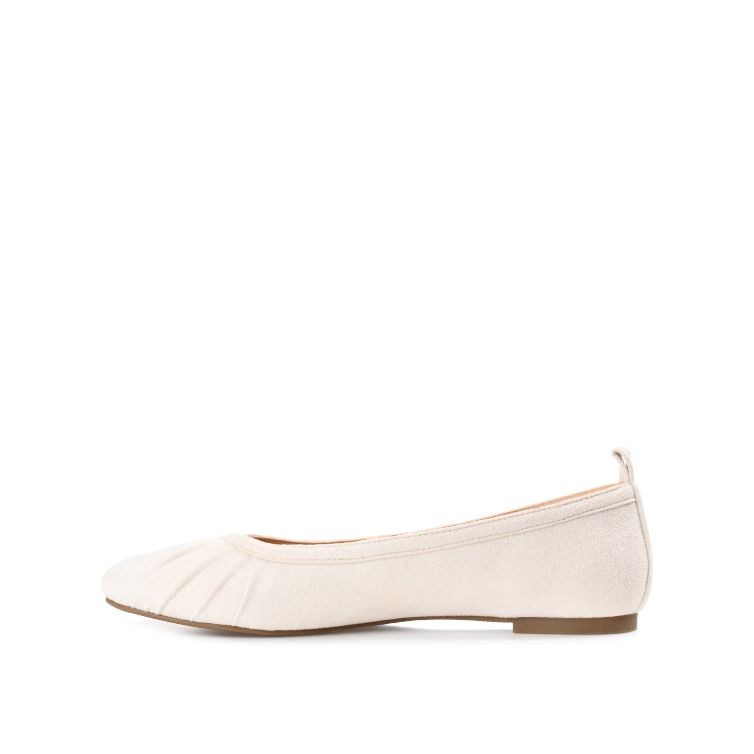 TANNYA RUCHED BALLET FLATS IN FAUX SUEDE - Bone