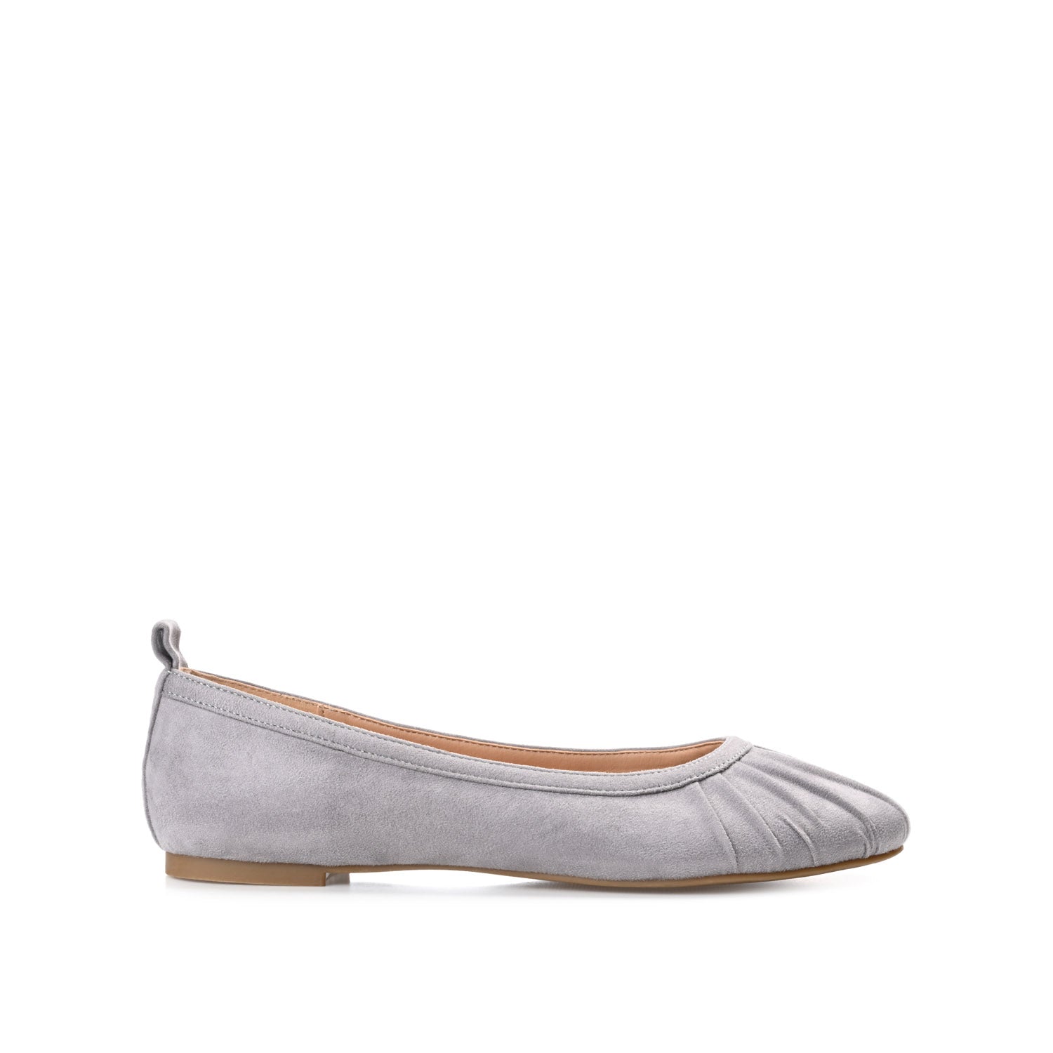 TANNYA RUCHED BALLET FLATS IN FAUX SUEDE - Grey
