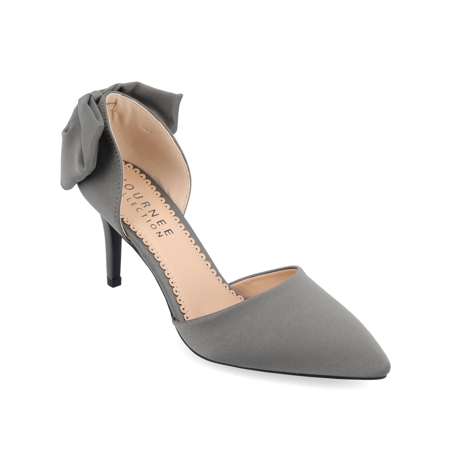 TANZI STILETTO HEELS IN SATIN - Charcoal Satin
