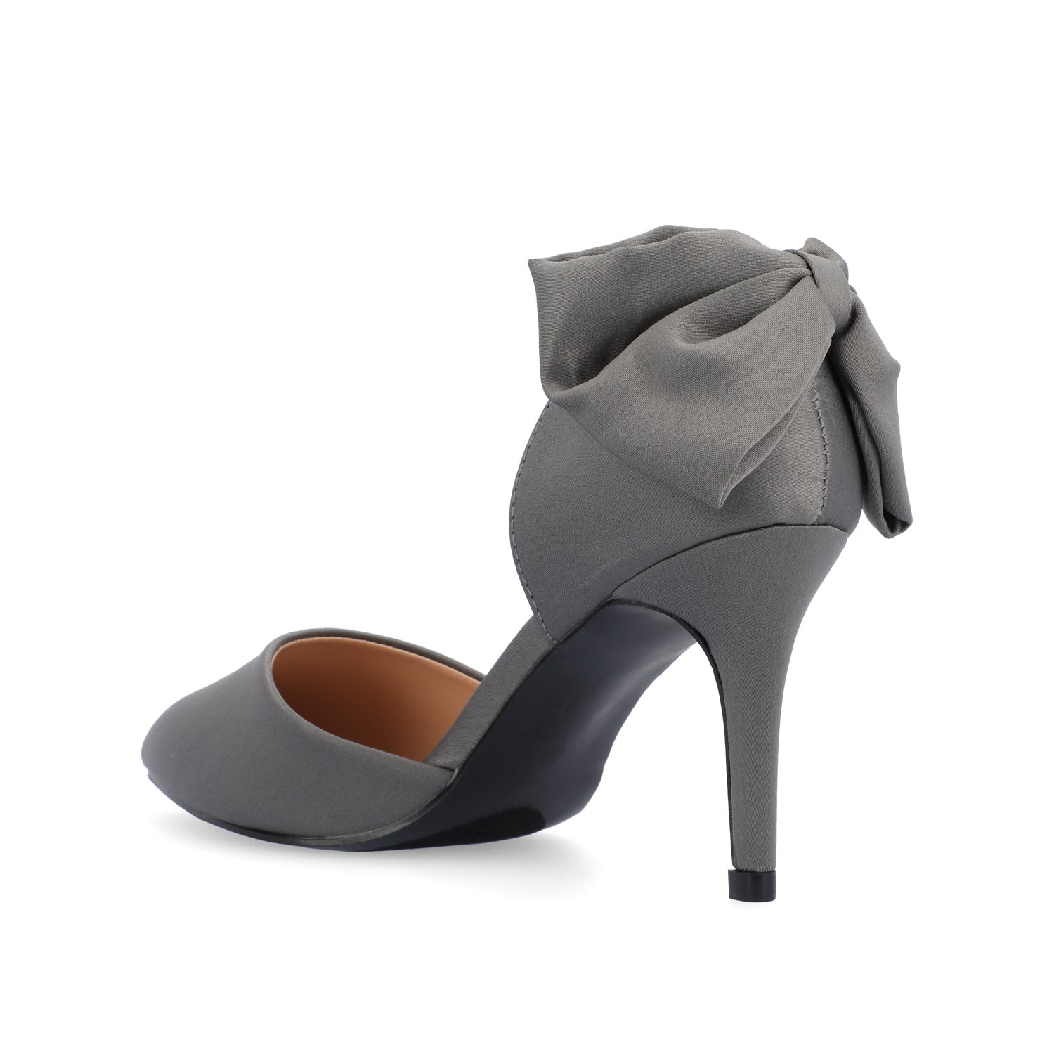 TANZI STILETTO HEELS IN SATIN - Charcoal Satin