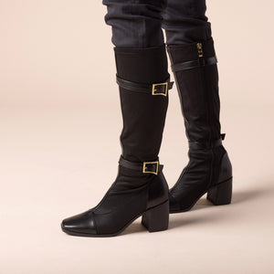 GAIBREE KNEE-HIGH BOOTS IN STRETCHY FABRIC - Black