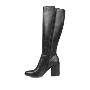 TAVIA KNEE-HIGH BOOTS IN VEGAN LEATHER - Black Lizard