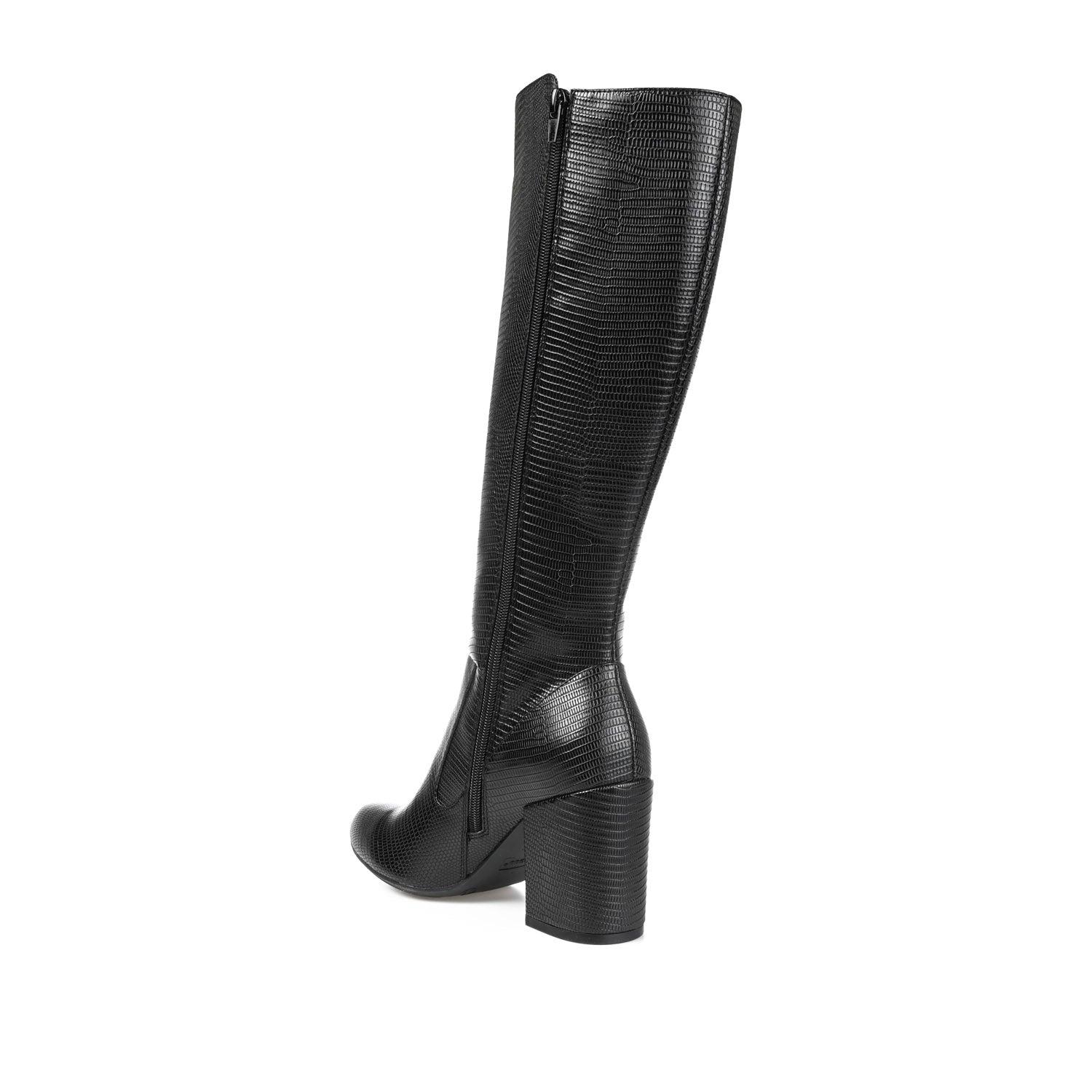 TAVIA KNEE-HIGH BOOTS IN WIDE CALF - Black Lizard