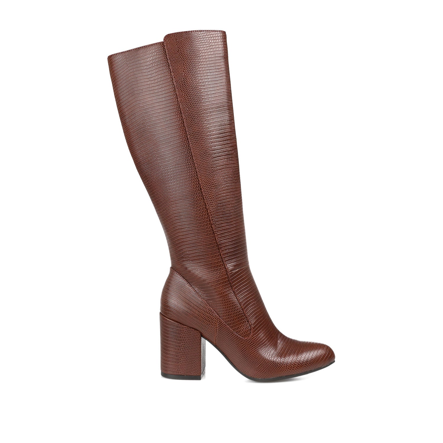 TAVIA KNEE-HIGH BOOTS IN VEGAN LEATHER - Tan Lizard