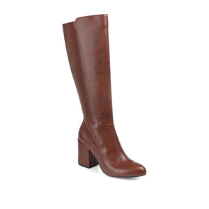 TAVIA KNEE-HIGH BOOTS IN X-WIDE CALF - Tan Lizard