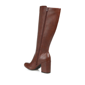 TAVIA KNEE-HIGH BOOTS IN WIDE CALF - Tan Lizard