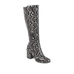 TAVIA KNEE-HIGH BOOTS IN VEGAN LEATHER - Grey Snake