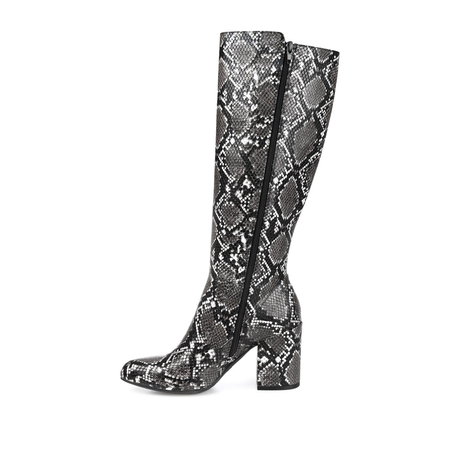 TAVIA KNEE-HIGH BOOTS IN X-WIDE CALF - Grey Snake