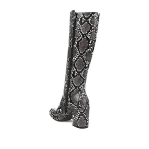 TAVIA KNEE-HIGH BOOTS IN VEGAN LEATHER - Grey Snake