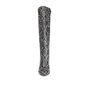 TAVIA KNEE-HIGH BOOTS IN X-WIDE CALF - Grey Snake