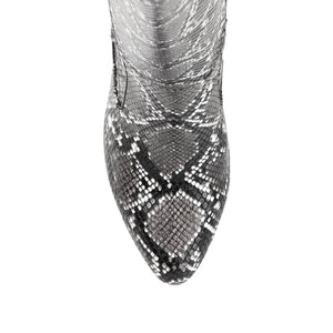 TAVIA KNEE-HIGH BOOTS IN VEGAN LEATHER - Grey Snake