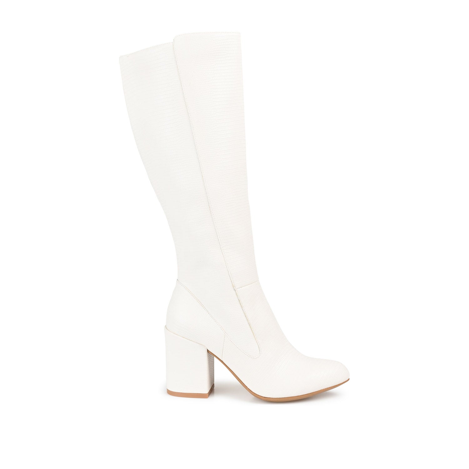 TAVIA KNEE-HIGH BOOTS IN VEGAN LEATHER - White Lizard