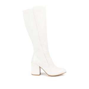 TAVIA KNEE-HIGH BOOTS IN WIDE CALF - White Lizard