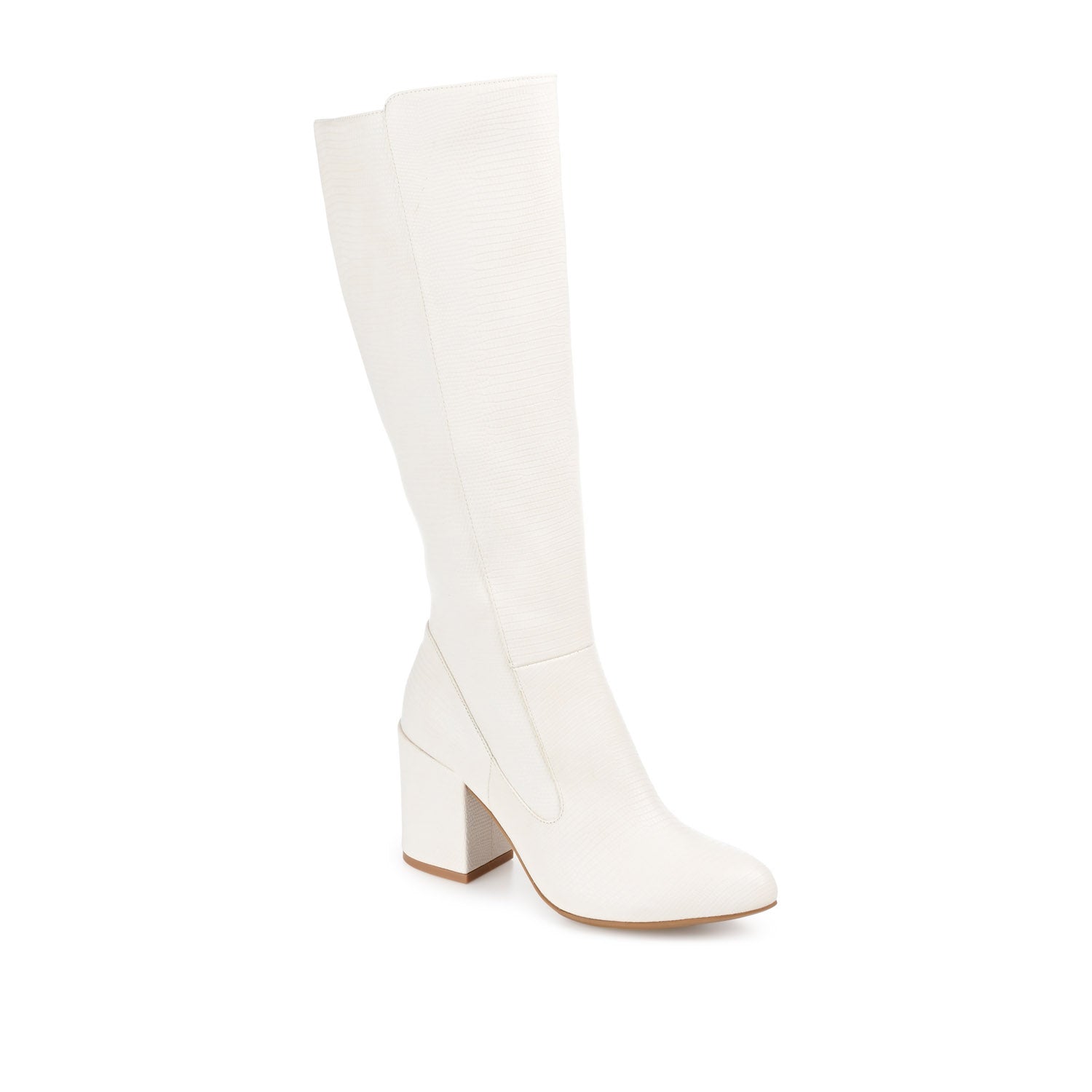 TAVIA KNEE-HIGH BOOTS IN VEGAN LEATHER - White Lizard