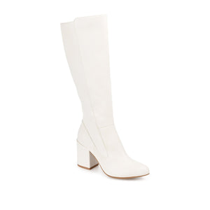 TAVIA KNEE-HIGH BOOTS IN WIDE CALF - White Lizard