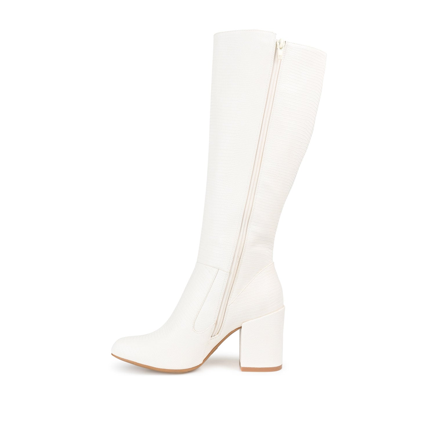 TAVIA KNEE-HIGH BOOTS IN WIDE CALF - White Lizard