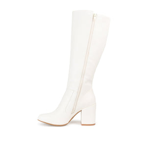 TAVIA KNEE-HIGH BOOTS IN VEGAN LEATHER - White Lizard