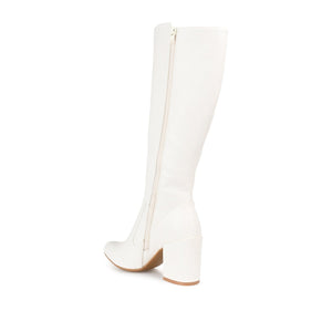 TAVIA KNEE-HIGH BOOTS IN VEGAN LEATHER - White Lizard