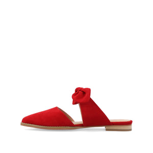 TELULAH MULE FLATS IN FAUX SUEDE - Red