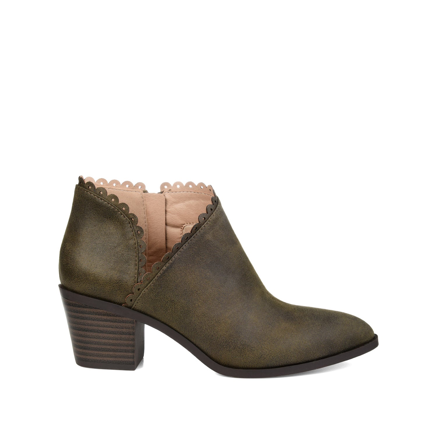 TESSA CUTOUT BOOTIE IN VEGAN LEATHER - Olive