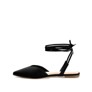 THEIA POINTED TOE FORMAL FLATS IN SATIN - Black