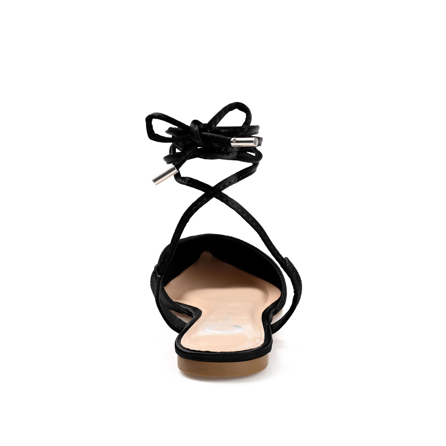 THEIA POINTED TOE FORMAL FLATS IN SATIN - Black