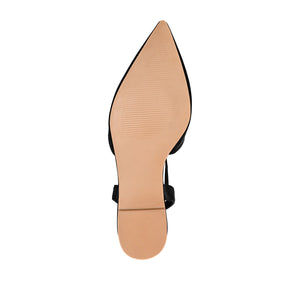 THEIA POINTED TOE FORMAL FLATS IN SATIN - Black