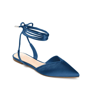 THEIA POINTED TOE FORMAL FLATS IN SATIN - Blue