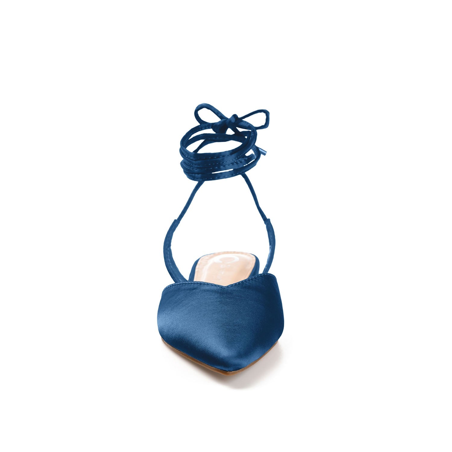 THEIA POINTED TOE FORMAL FLATS IN SATIN - Blue