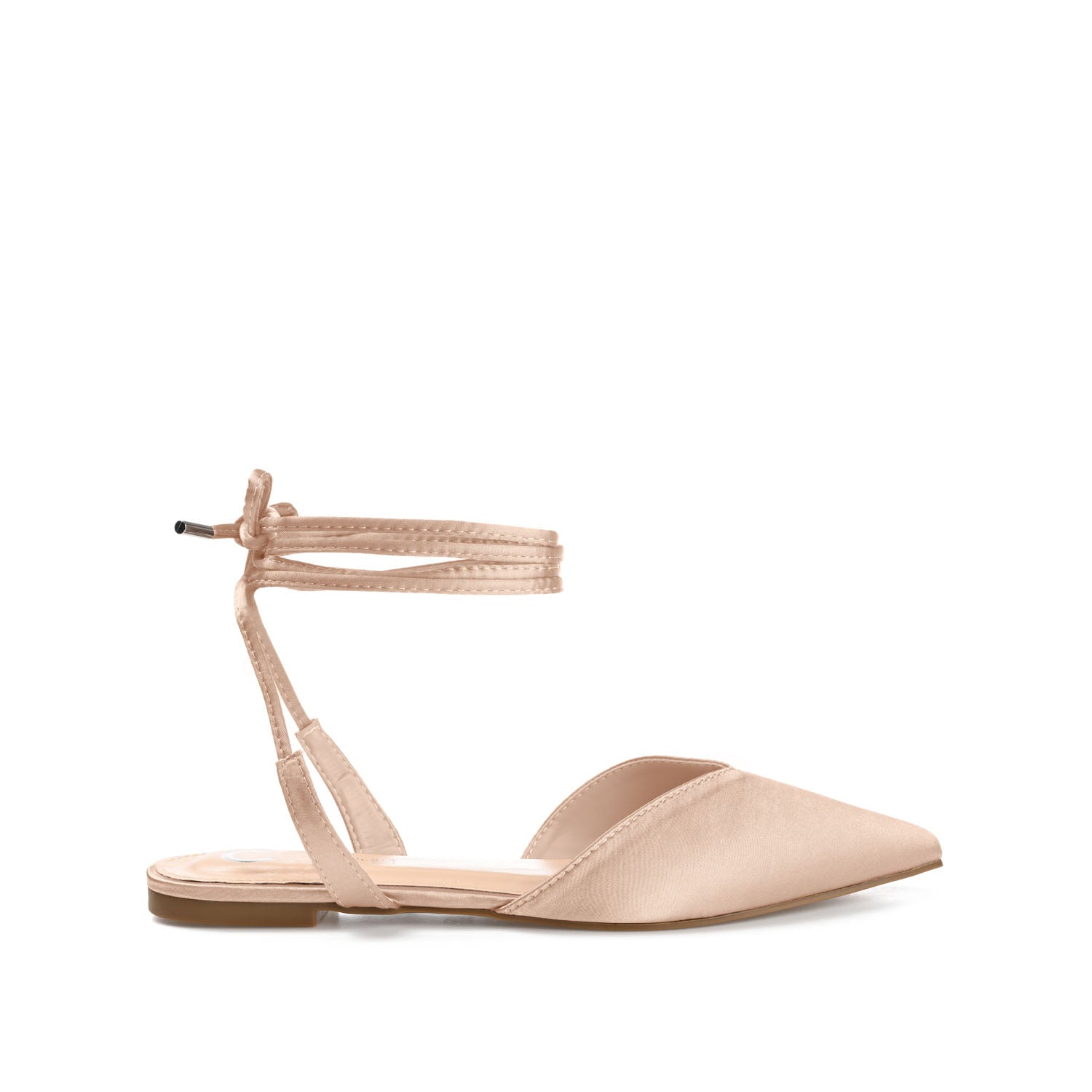 THEIA POINTED TOE FORMAL FLATS IN SATIN - Nude