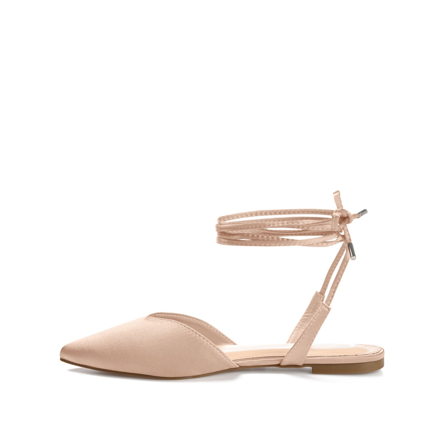 THEIA POINTED TOE FORMAL FLATS IN SATIN - Nude