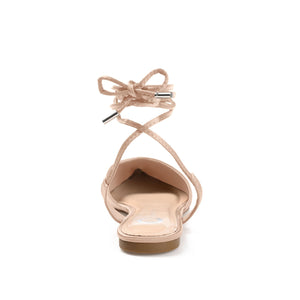 THEIA POINTED TOE FORMAL FLATS IN SATIN - Nude