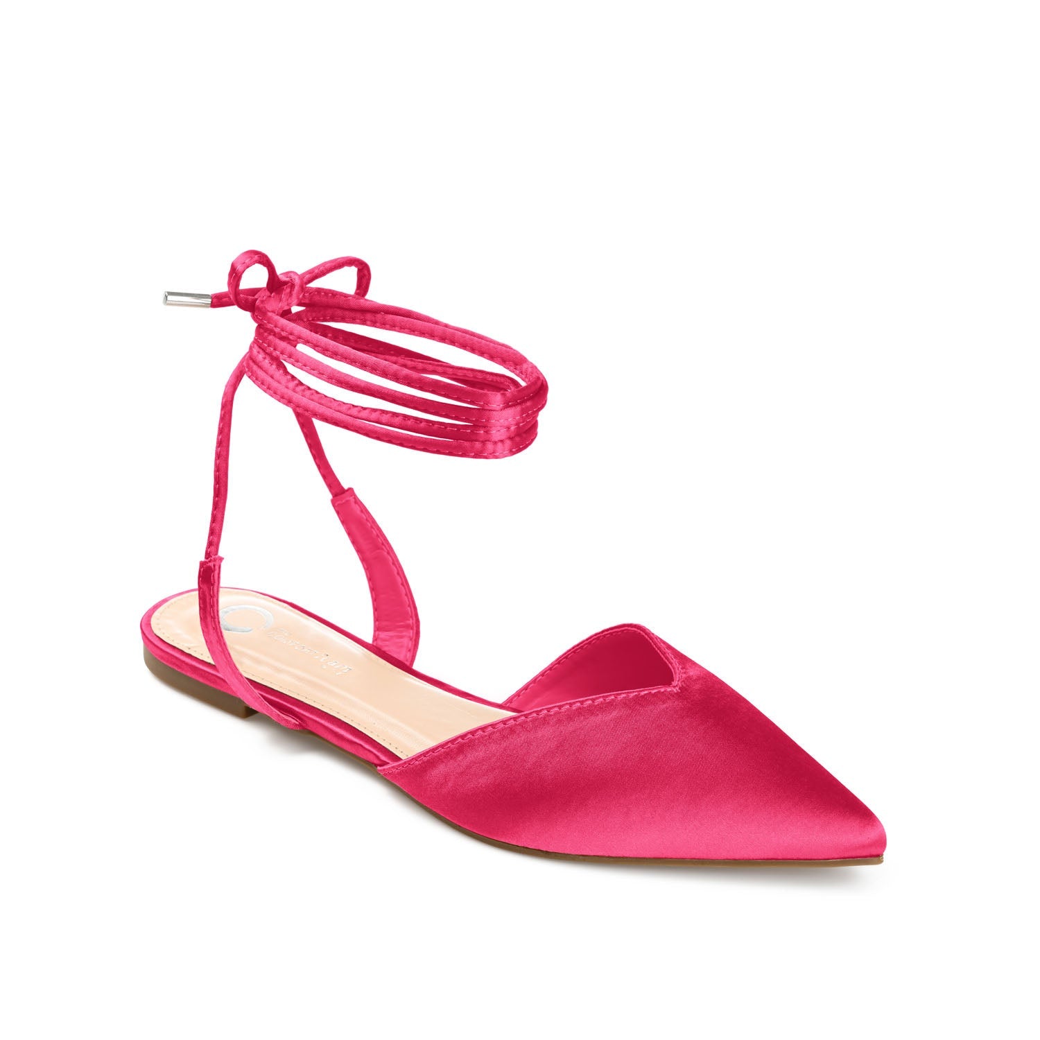 THEIA POINTED TOE FORMAL FLATS IN SATIN - Pink