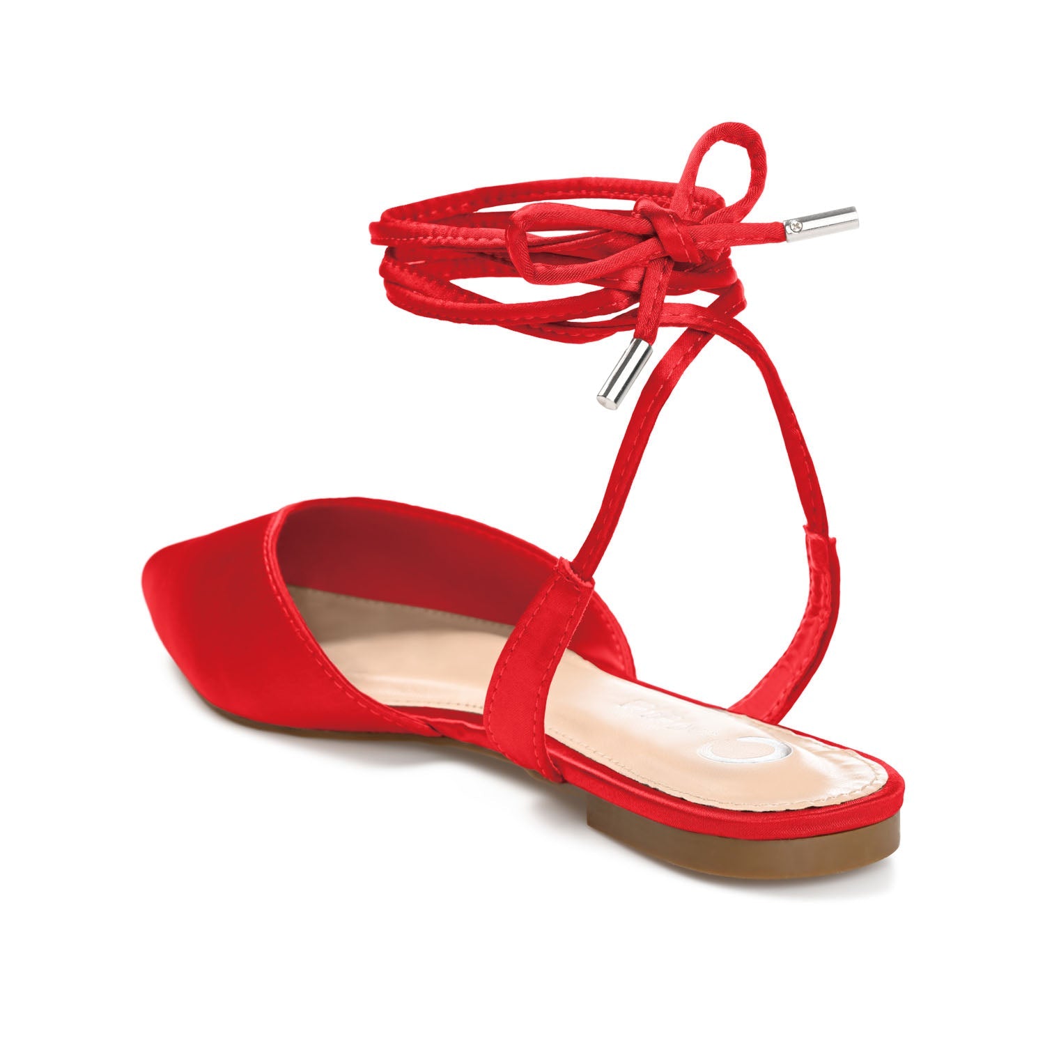 THEIA POINTED TOE FORMAL FLATS IN SATIN - Red