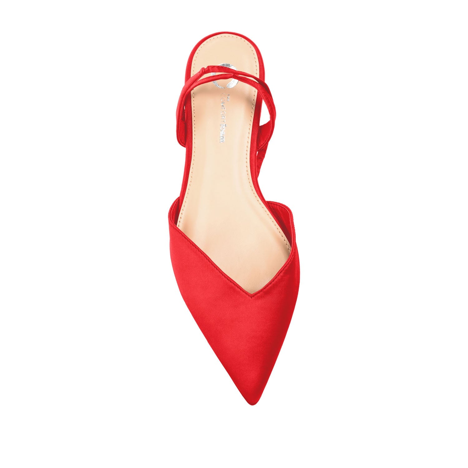 THEIA POINTED TOE FORMAL FLATS IN SATIN - Red
