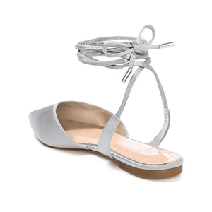 THEIA POINTED TOE FORMAL FLATS IN SATIN - Silver Satin
