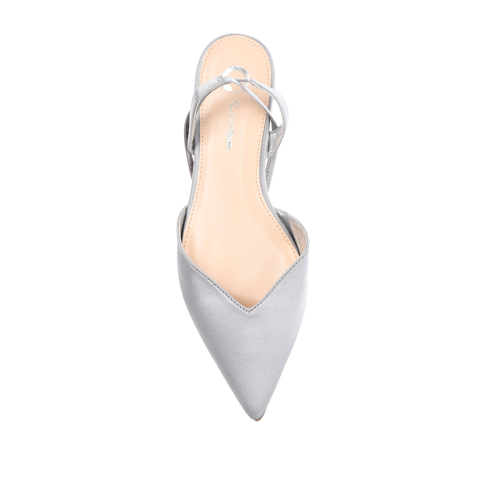 THEIA POINTED TOE FORMAL FLATS IN SATIN