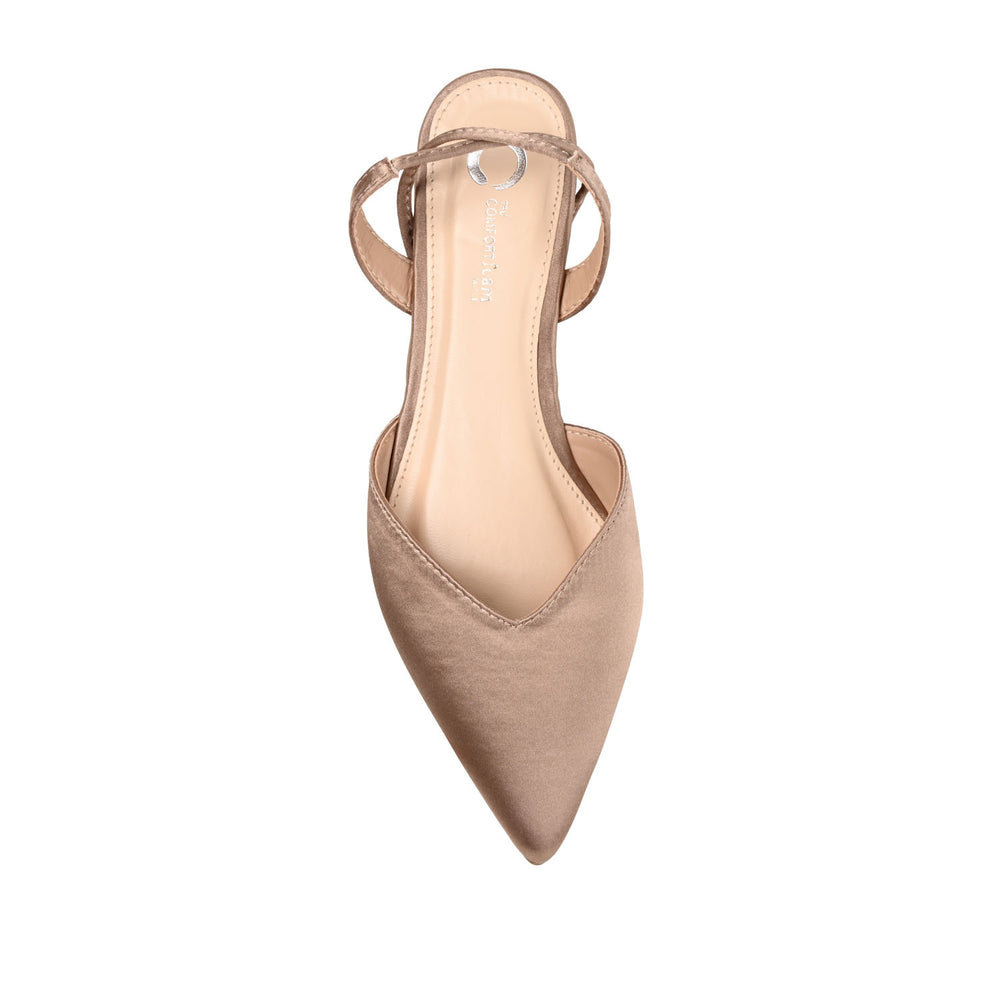 THEIA POINTED TOE FORMAL FLATS IN SATIN