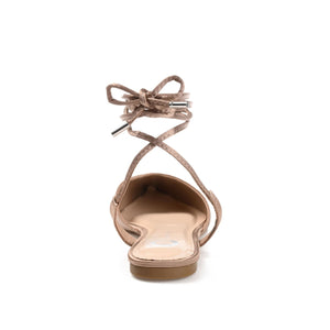 THEIA POINTED TOE FORMAL FLATS IN SATIN - Taupe