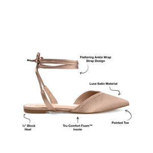 THEIA POINTED TOE FORMAL FLATS IN SATIN - Taupe