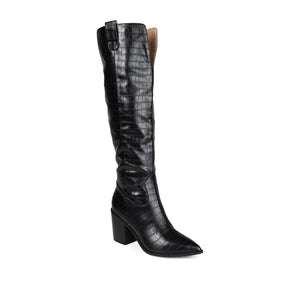 THERESE COWGIRL BOOTS IN WIDE & X-WIDE CALF - Black Croco