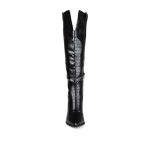 THERESE COWGIRL BOOTS IN CROCO - Black Croco