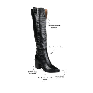 THERESE COWGIRL WESTERN BOOTS IN WIDE CALF - Black Croco