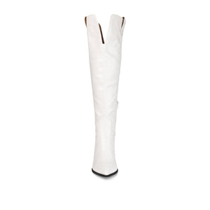 THERESE COWGIRL BOOTS IN WIDE & X-WIDE CALF - Bone Croco