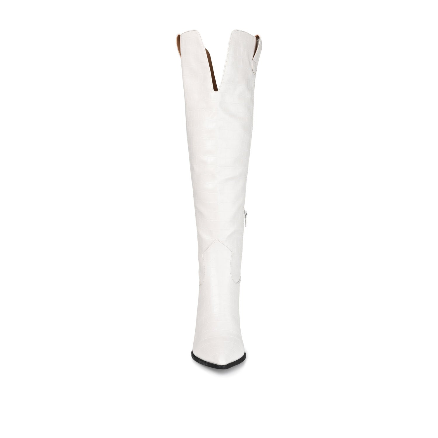 THERESE COWGIRL BOOTS IN X-WIDE CALF - Bone Croco