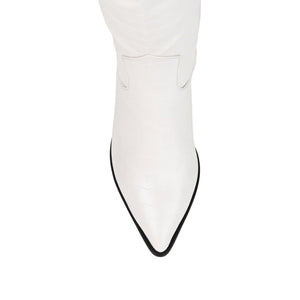 THERESE COWGIRL BOOTS IN WIDE & X-WIDE CALF - Bone Croco