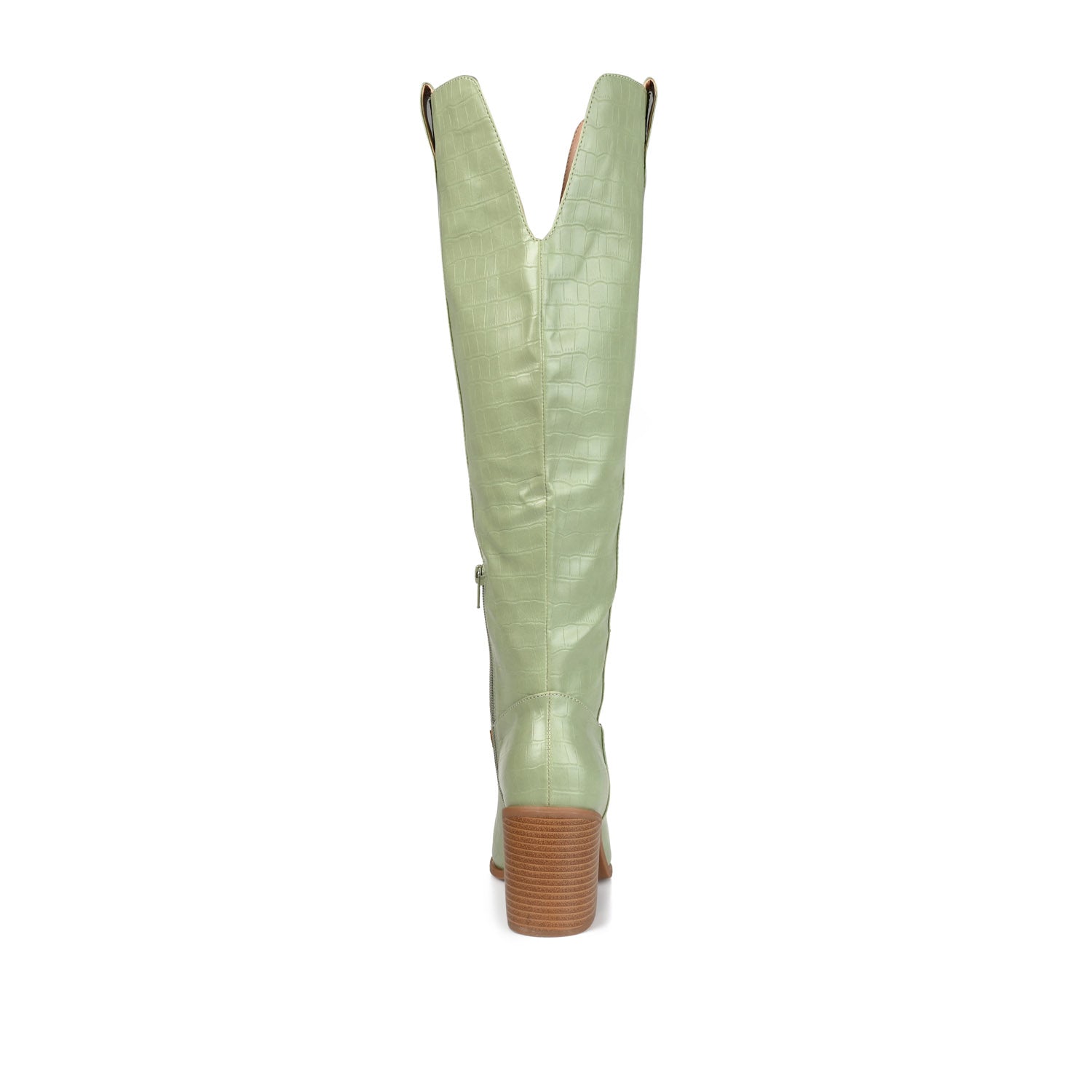 THERESE COWGIRL WESTERN BOOTS IN WIDE CALF - Green Croco